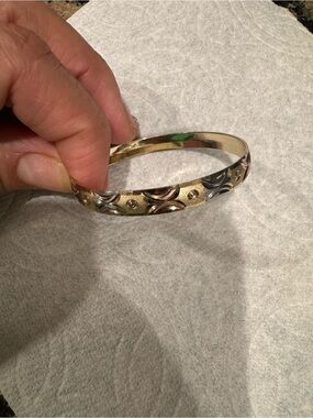 Tri-color Kids Bangle Bracelet in Gold, Silver, Rose Gold